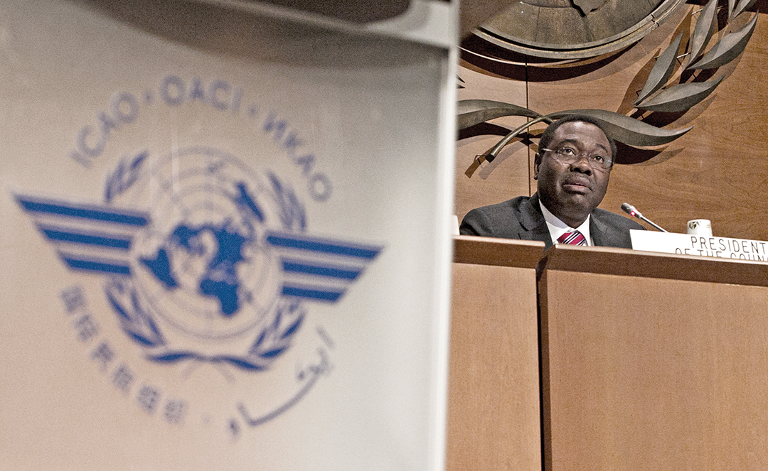 U.N. International Civil Aviation Organization (ICAO) Council President Olumuyiwa Benard Aliu speaks during a global safety meeting in Canada in February 2015. The ICAO establishes international air navigation standards. [REUTERS]